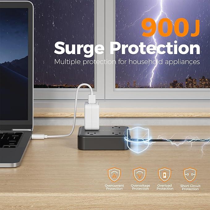 TESSAN Extension Cord with USB view 2