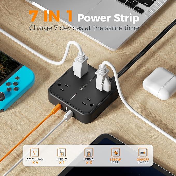 TESSAN Extension Cord with USB view 4